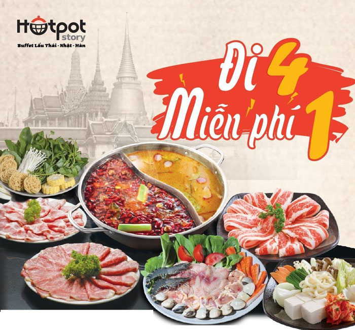 Hotpot Story khuyến mãi đi 4 tính tiền 3.