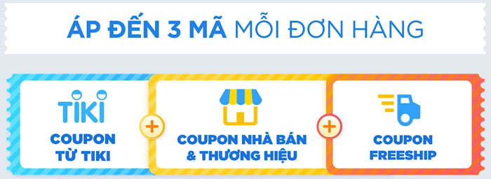 Áp 3 mã giảm giá Tiki cho 1 đơn đặt hàng.