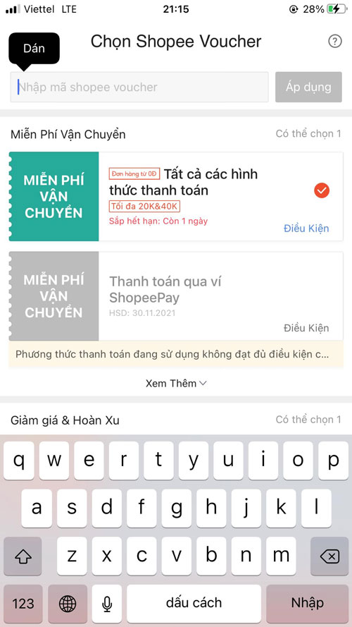 Sử dụng nhiều mã giảm giá Shopee.
