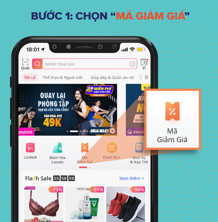 Tìm mã giảm giá Lazada bằng link sản phẩm.