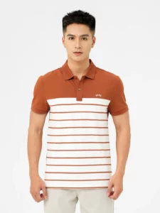 Áo Polo Nam Mắt Chim Phối Màu In Kẻ Hiện Đại