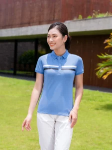 Áo Polo Nữ Mắt Chim Kẻ Ngang Ngực