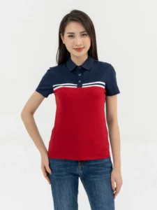 Áo Polo Yody Nữ Mắt Chim Phối Màu In Kẻ.