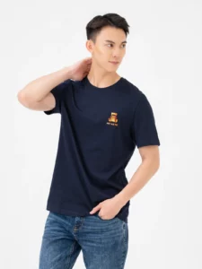 Áo Phông Yody Nam Cotton Dáng Suông BCI In Gấu