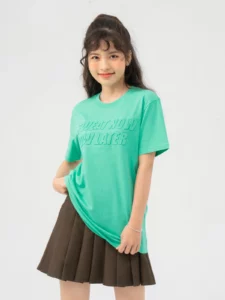 Áo Thun Yody Nữ From Rộng Dập Chữ Nổi Cotton USA